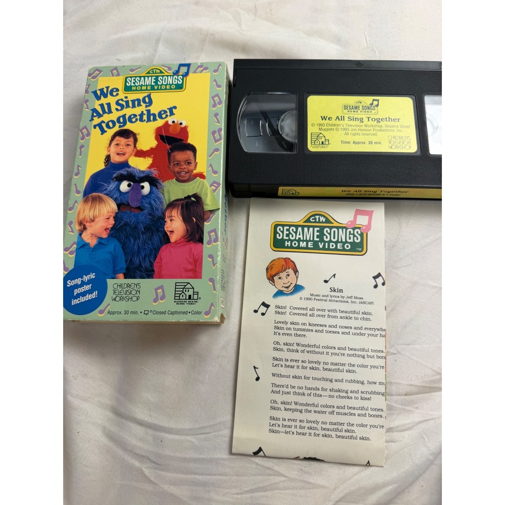 Sesame Street We All Sing Together VHS 1993 Sesame Songs Home Video with Poster